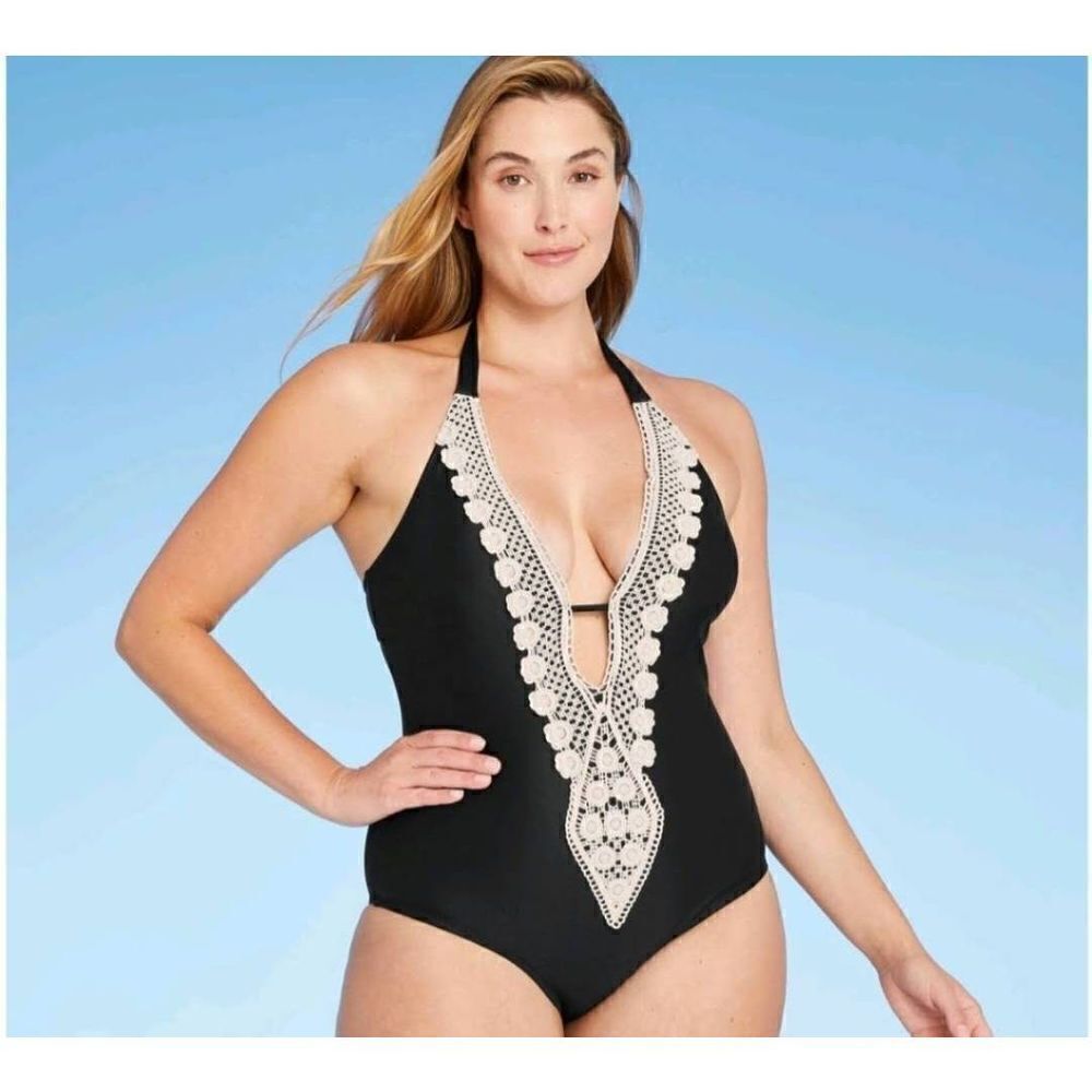Kona Sol small black one piece swimsuit